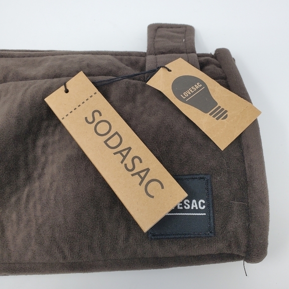 NWT LOVESAC SOFA COUCH ACCESSORY SODASAC BEVERAGE KEEPER BROWN VELOUR - Picture 3 of 14